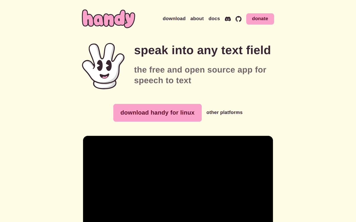 Handy website: the free and open source app for speech to text